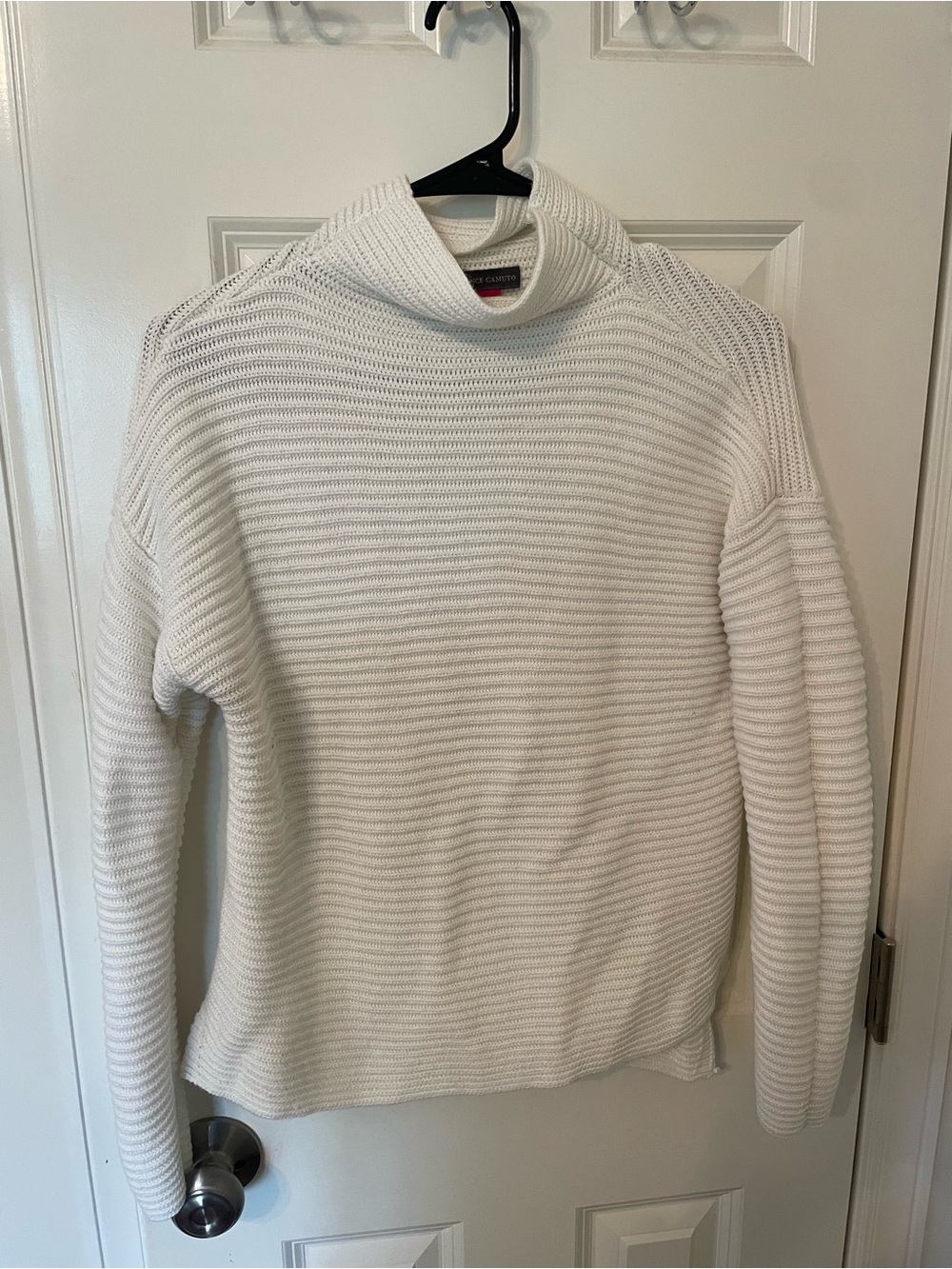 Vince Camuto Cream Ribbed Turtleneck Sweater